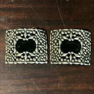 Antique Cut Steel Shoe Buckles Converted to Clips with Black Velveteen Fabric